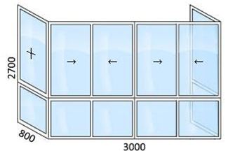 П-образный балкон Материал: Алюминиевые окна