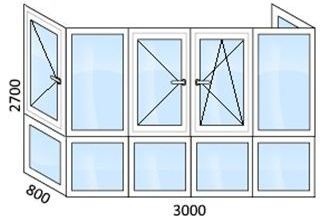 П-образный балкон Материал: Пластиковые окна